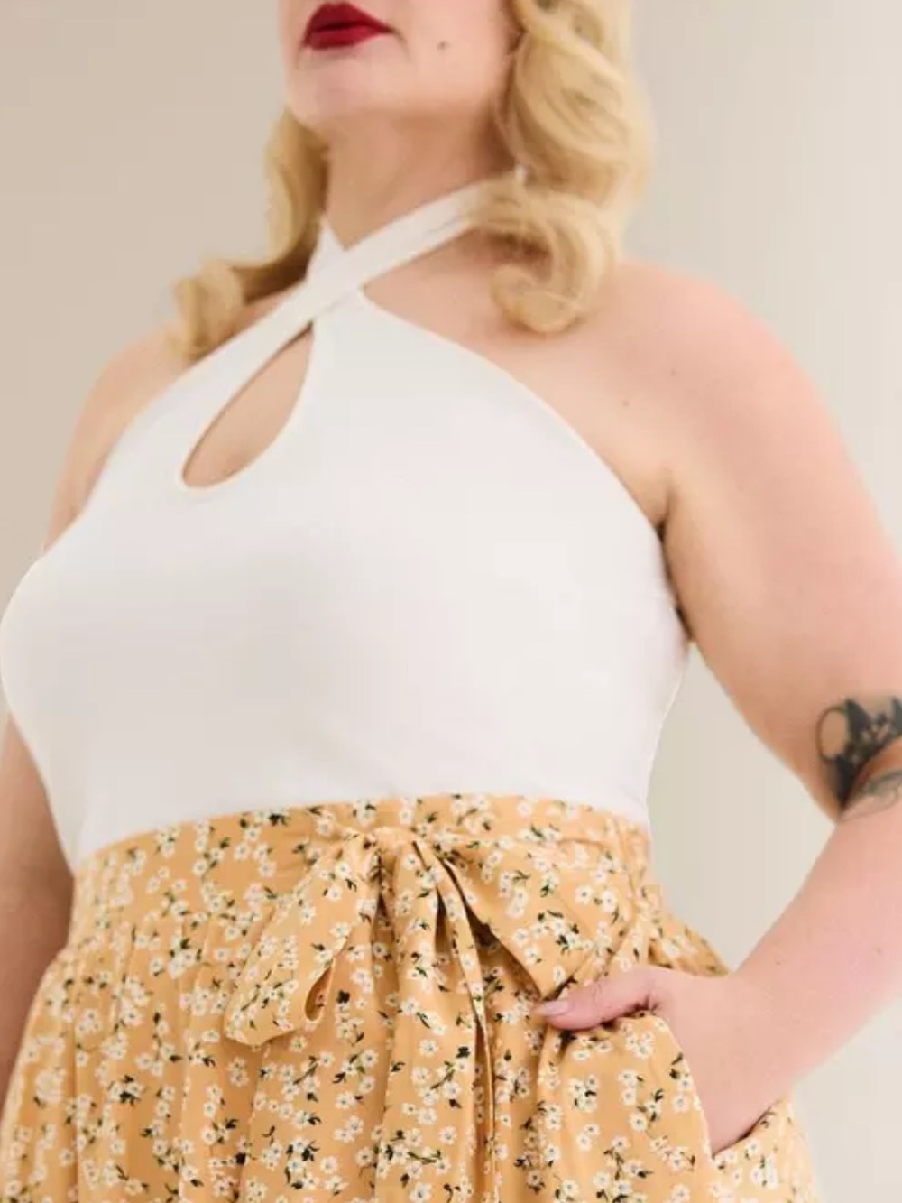 Retro Chic Foxy Twist Neck Halter Top